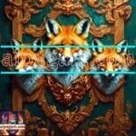 FOX Face Golden Frame Artistic
  Digital Wall Art Decor _35