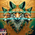 FOX Face Golden Frame Artistic
Digital Wall Art Decor _38