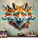 FOX Face Golden Frame Artistic
  Digital Wall Art Decor _45