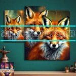 FOX Face Golden Frame Artistic
Digital Wall Art Decor _59