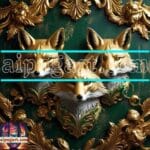 FOX Face Golden Frame Artistic
Digital Wall Art Decor _06