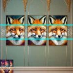 FOX Face Golden Frame Artistic
Digital Wall Art Decor _64