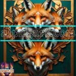 FOX Face Golden Frame Artistic
Digital Wall Art Decor _69
