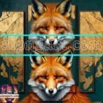 FOX Face Golden Frame Artistic
  Digital Wall Art Decor _72