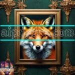 FOX Face Golden Frame Artistic
  Digital Wall Art Decor _75