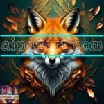 FOX Face Golden Frame Artistic
  Digital Wall Art Decor _84