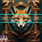 FOX Face Golden Frame Artistic
Digital Wall Art Decor _87