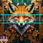 FOX Face Golden Frame Artistic
Digital Wall Art Decor _90