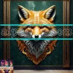 FOX Face Golden Frame Artistic
Digital Wall Art Decor _96
