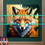 FOX Face Golden Frame Artistic
  Digital Wall Art Decor _99