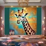 Giraffe
  Face Golden Frame Artistic Digital Wall Art Decor _01 - Image 2