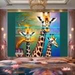 Giraffe Face Golden Frame
  Artistic Digital Wall Art Decor _12 - Image 2