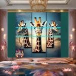 Giraffe Face Golden Frame
  Artistic Digital Wall Art Decor _14 - Image 2