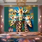 Giraffe Face Golden Frame
  Artistic Digital Wall Art Decor _15 - Image 2
