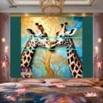 Giraffe
  Face Golden Frame Artistic Digital Wall Art Decor _18 - Image 2