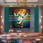 Giraffe Face Golden Frame
  Artistic Digital Wall Art Decor _02 - Image 2