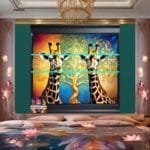 Giraffe Face Golden Frame
  Artistic Digital Wall Art Decor _20 - Image 2