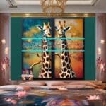 Giraffe Face Golden Frame
  Artistic Digital Wall Art Decor _32 - Image 2