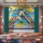 Giraffe Face Golden Frame
  Artistic Digital Wall Art Decor _43 - Image 2
