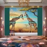 Giraffe
  Face Golden Frame Artistic Digital Wall Art Decor _47 - Image 2
