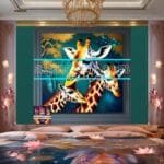 Giraffe Face Golden Frame
  Artistic Digital Wall Art Decor _48 - Image 2