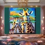 Giraffe Face Golden Frame
  Artistic Digital Wall Art Decor _05 - Image 2