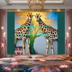 Giraffe Face Golden Frame
  Artistic Digital Wall Art Decor _50 - Image 2