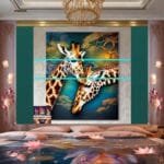 Giraffe Face Golden Frame
  Artistic Digital Wall Art Decor _52 - Image 2