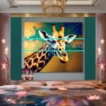 Giraffe Face Golden Frame
Artistic Digital Wall Art Decor _58 - Image 2