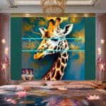 Giraffe Face Golden Frame
Artistic Digital Wall Art Decor _60 - Image 2