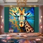 Giraffe Face Golden Frame
  Artistic Digital Wall Art Decor _61 - Image 2