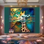 Giraffe Face Golden Frame
  Artistic Digital Wall Art Decor _65 - Image 2