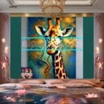 Giraffe Face Golden Frame
  Artistic Digital Wall Art Decor _73 - Image 2