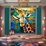 Giraffe Face Golden Frame
  Artistic Digital Wall Art Decor _74 - Image 2