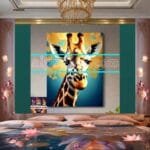 Giraffe Face Golden Frame
  Artistic Digital Wall Art Decor _75 - Image 2