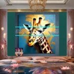Giraffe Face Golden Frame
  Artistic Digital Wall Art Decor _77 - Image 2