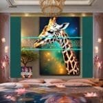 Giraffe Face Golden Frame
  Artistic Digital Wall Art Decor _84 - Image 2