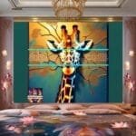Giraffe
  Face Golden Frame Artistic Digital Wall Art Decor _87 - Image 2