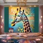 Giraffe Face Golden Frame
  Artistic Digital Wall Art Decor _88 - Image 2