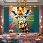 Giraffe Face Golden Frame
  Artistic Digital Wall Art Decor _89 - Image 2