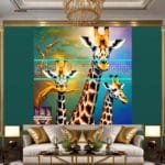 Giraffe Face Golden Frame
  Artistic Digital Wall Art Decor _12 - Image 3