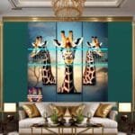 Giraffe Face Golden Frame
  Artistic Digital Wall Art Decor _14 - Image 3