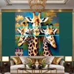 Giraffe Face Golden Frame
  Artistic Digital Wall Art Decor _15 - Image 3