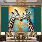 Giraffe
  Face Golden Frame Artistic Digital Wall Art Decor _18 - Image 3