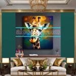 Giraffe Face Golden Frame
  Artistic Digital Wall Art Decor _02 - Image 3