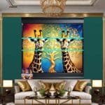 Giraffe Face Golden Frame
  Artistic Digital Wall Art Decor _20 - Image 3