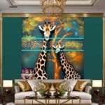 Giraffe Face Golden Frame
  Artistic Digital Wall Art Decor _26 - Image 3