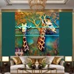 Giraffe Face Golden Frame
  Artistic Digital Wall Art Decor _27 - Image 3