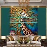 Giraffe
  Face Golden Frame Artistic Digital Wall Art Decor _03 - Image 3