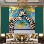 Giraffe Face Golden Frame
  Artistic Digital Wall Art Decor _43 - Image 3